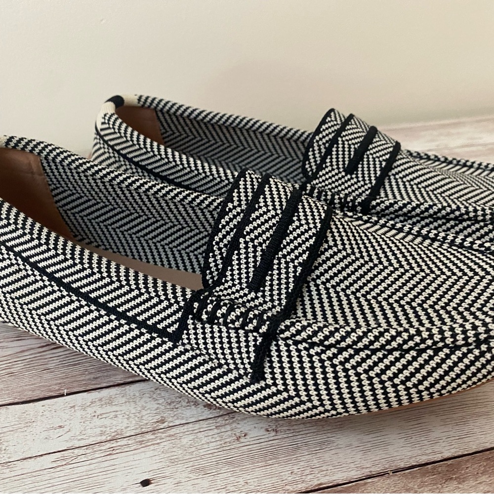 Black and White Herringbone Loafers